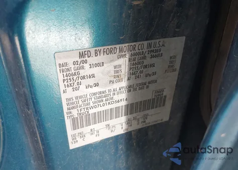 2001 Ford F-150 Harley-Davidson Edition/King Ranch Edition/Lariat/Xlt from USA, damaged, VIN 1FTRW07L01KD56914